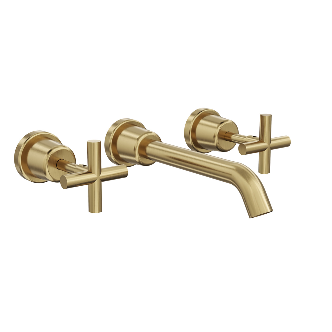 Aspire Air Cross Handle 3 Piece Basin/Bath Set Brushed Brass