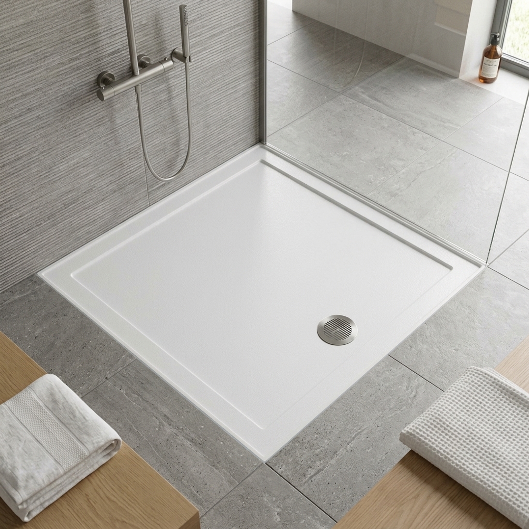 Aspire Lightweight Shower Base 900X900 Smc Cntr R/Outlt White