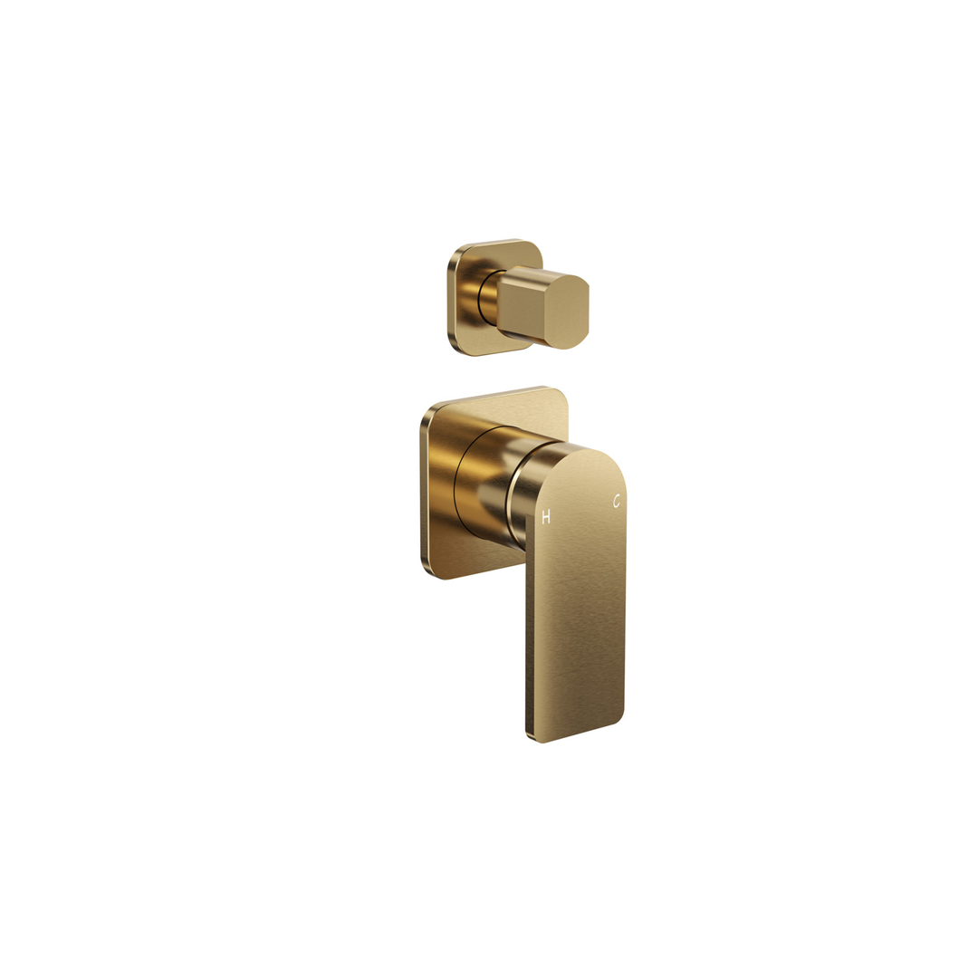 Aspire Nuovo Shower/Bath Mixer Diverter (Separate Plate) Brushed Brass