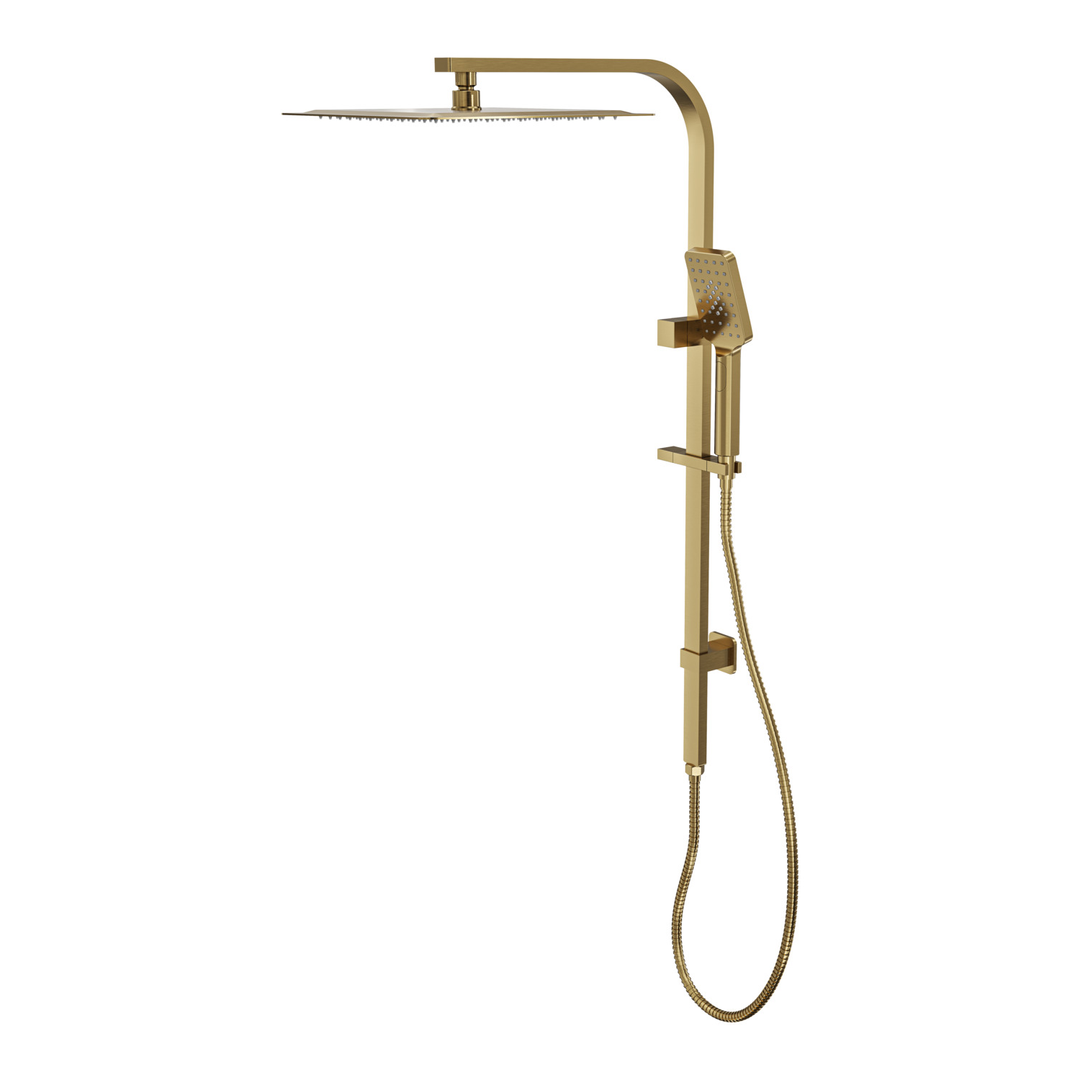 Aspire Nuovo Overhead Shower With Arm (300mm Head 400mm Arm) Brushed Brass