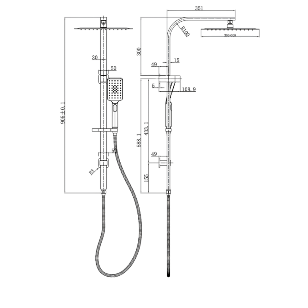 Aspire Nuovo Shower Twinner 300mm Head Brushed Brass