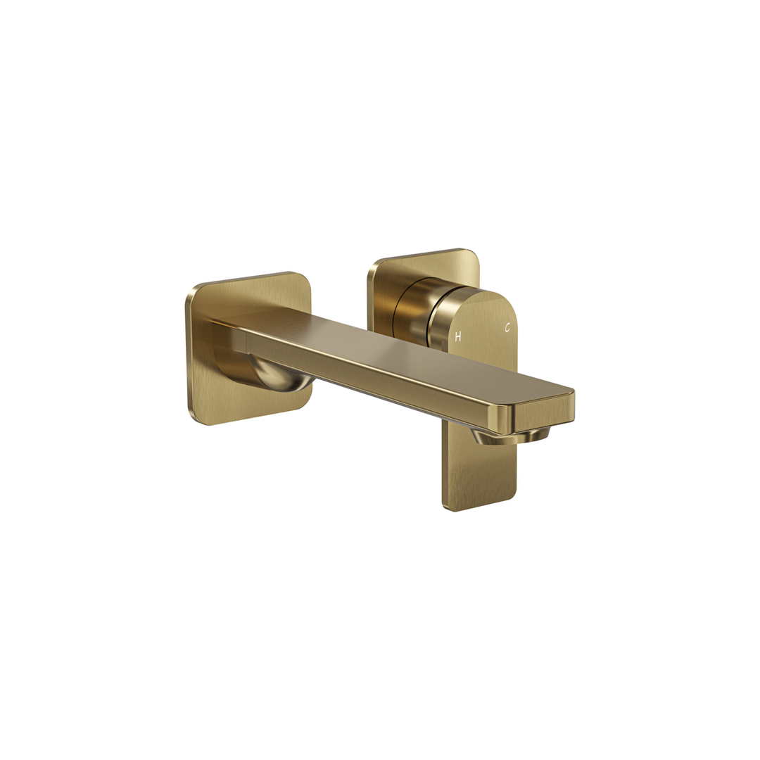 Aspire Nuovo Wall Basin/Bath Mixer (Separate Plate) Brushed Brass