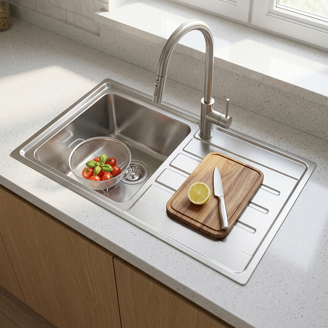 Aspire Unity Single Lh Bowl 860X500 S/Steel Sink
