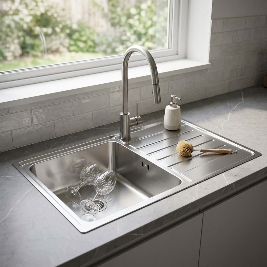 Aspire Unity Single Lh Bowl 860X500 S/Steel Sink