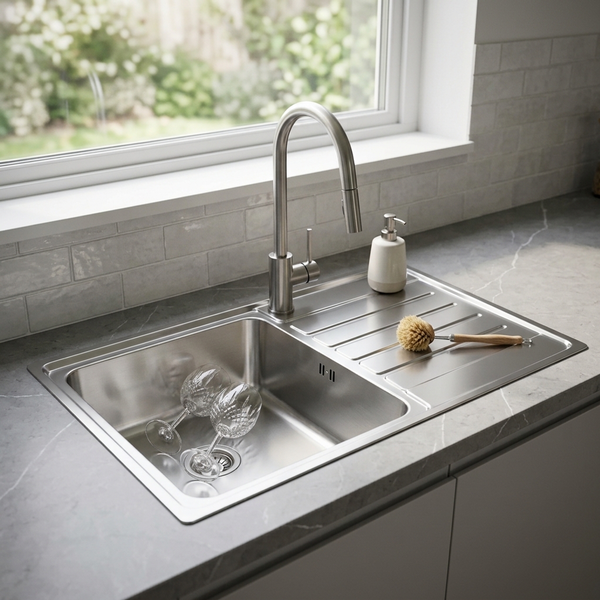 Aspire Unity Single Lh Bowl 860X500 S/Steel Sink