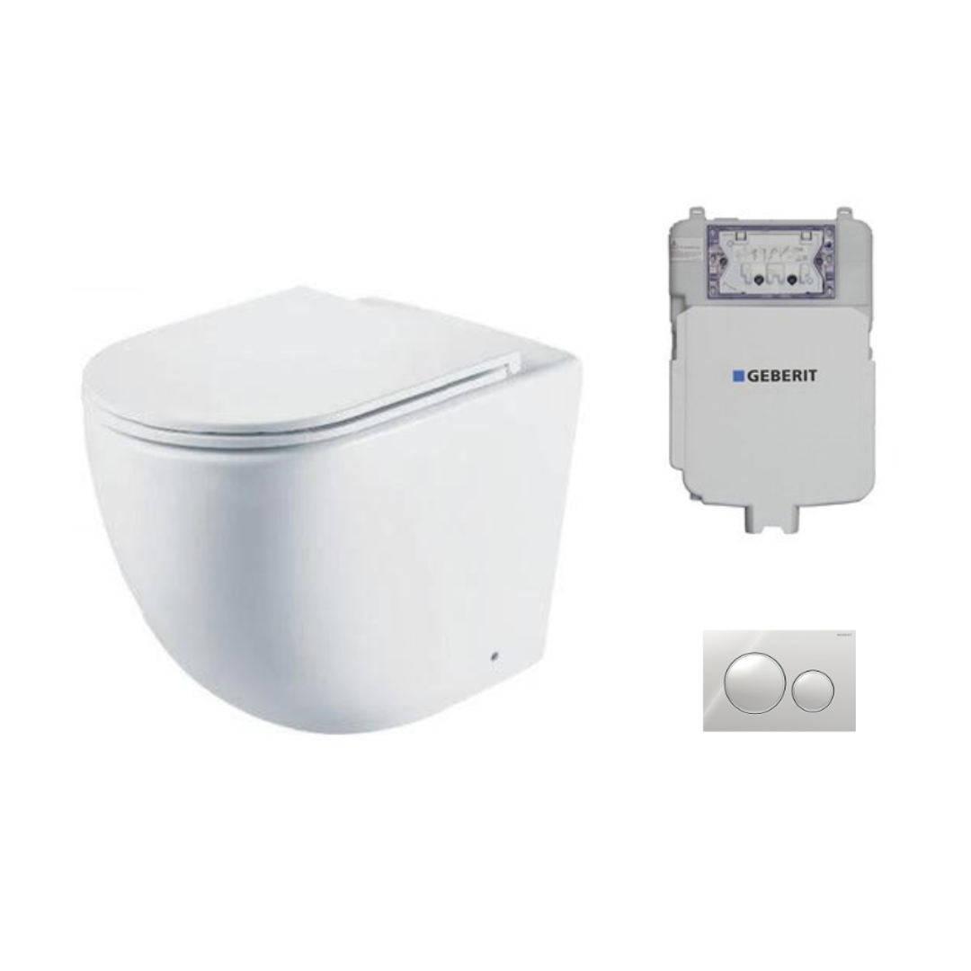 Aspire Urban II Wf Inwall Suite Round C/P Button Cistern Seat & Pan