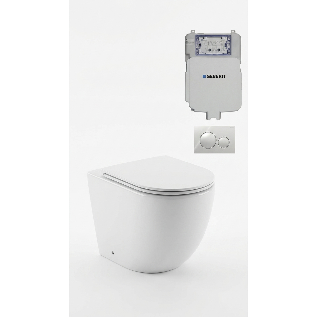 Aspire Urban II Wf Inwall Suite Round C/P Button Cistern Seat & Pan