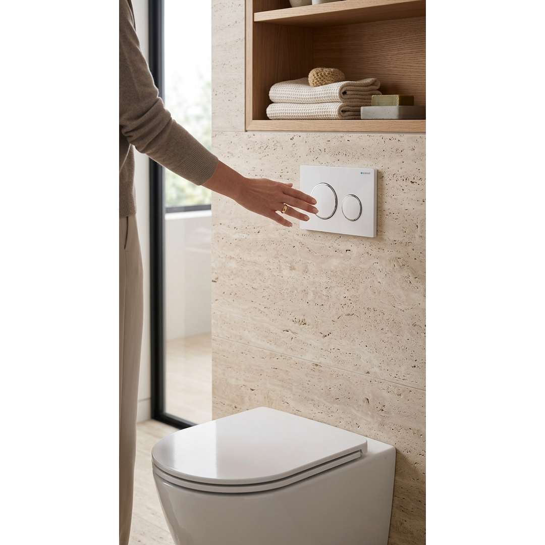 Aspire Urban II Wf Inwall Suite Round C/P Button Cistern Seat & Pan