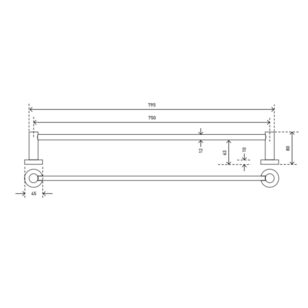 Aspire Within 750Mm Single Towel Rail Matte Black