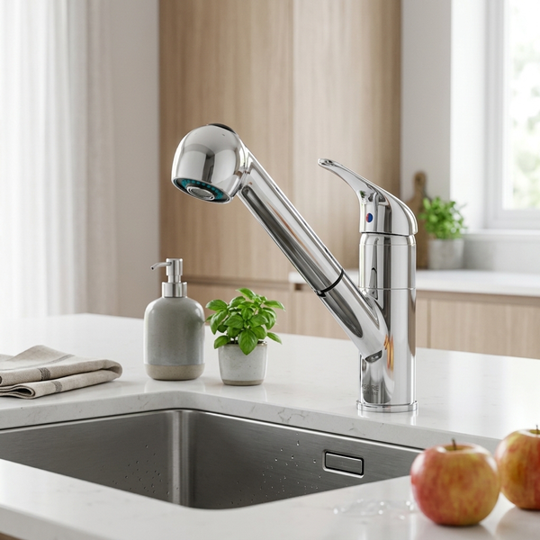 Aspire Zodiac II Chrome Pullout Spray Sink Mixer