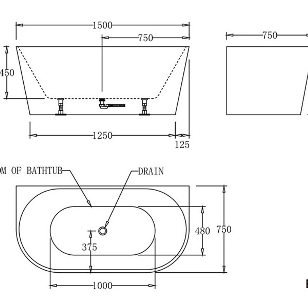 Best Bm Atlanta Back To Wall Bathtub (Best Bm P#:Bta) 1500mm