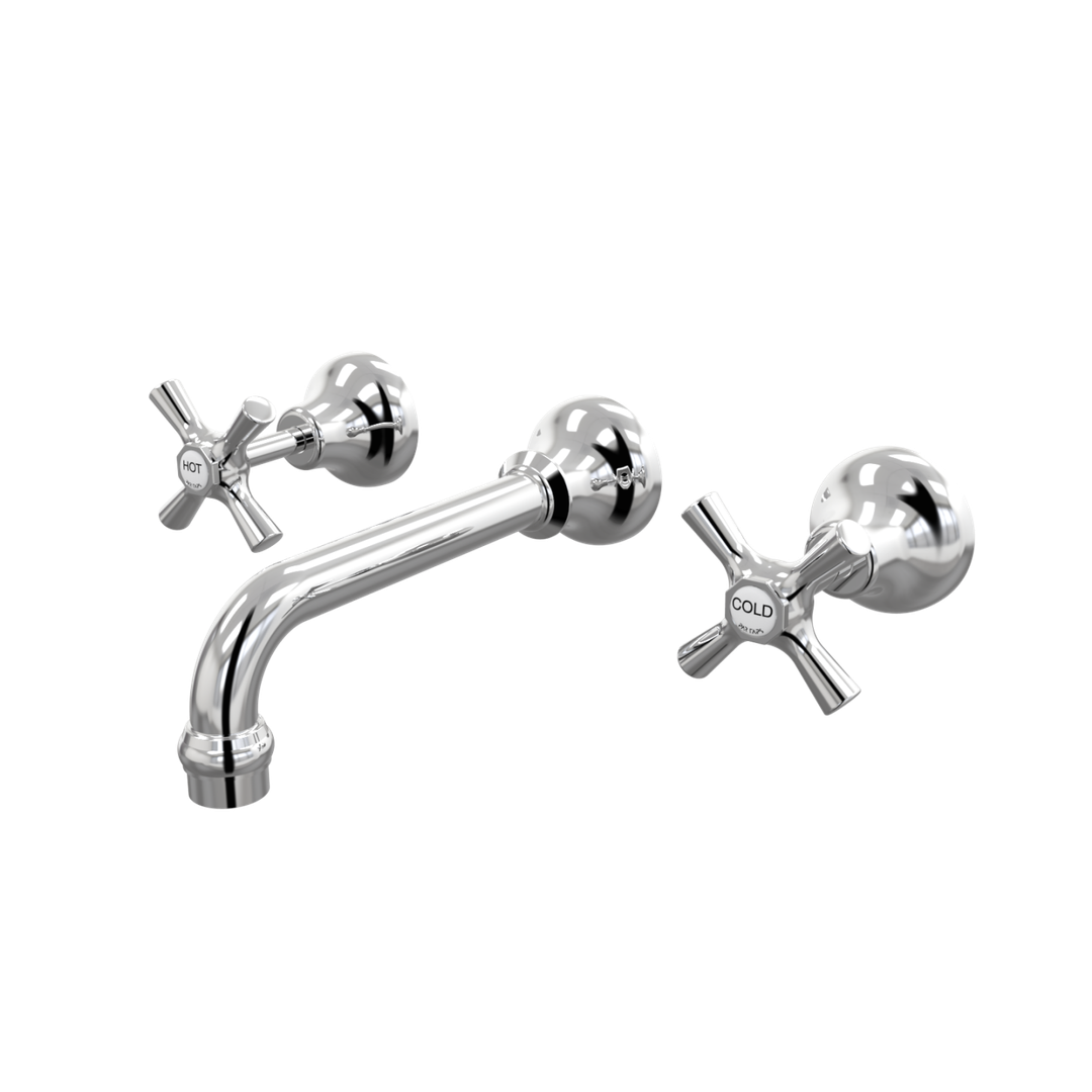 Par Bell Wall Bath Set 160mm Fixed White & Chrome