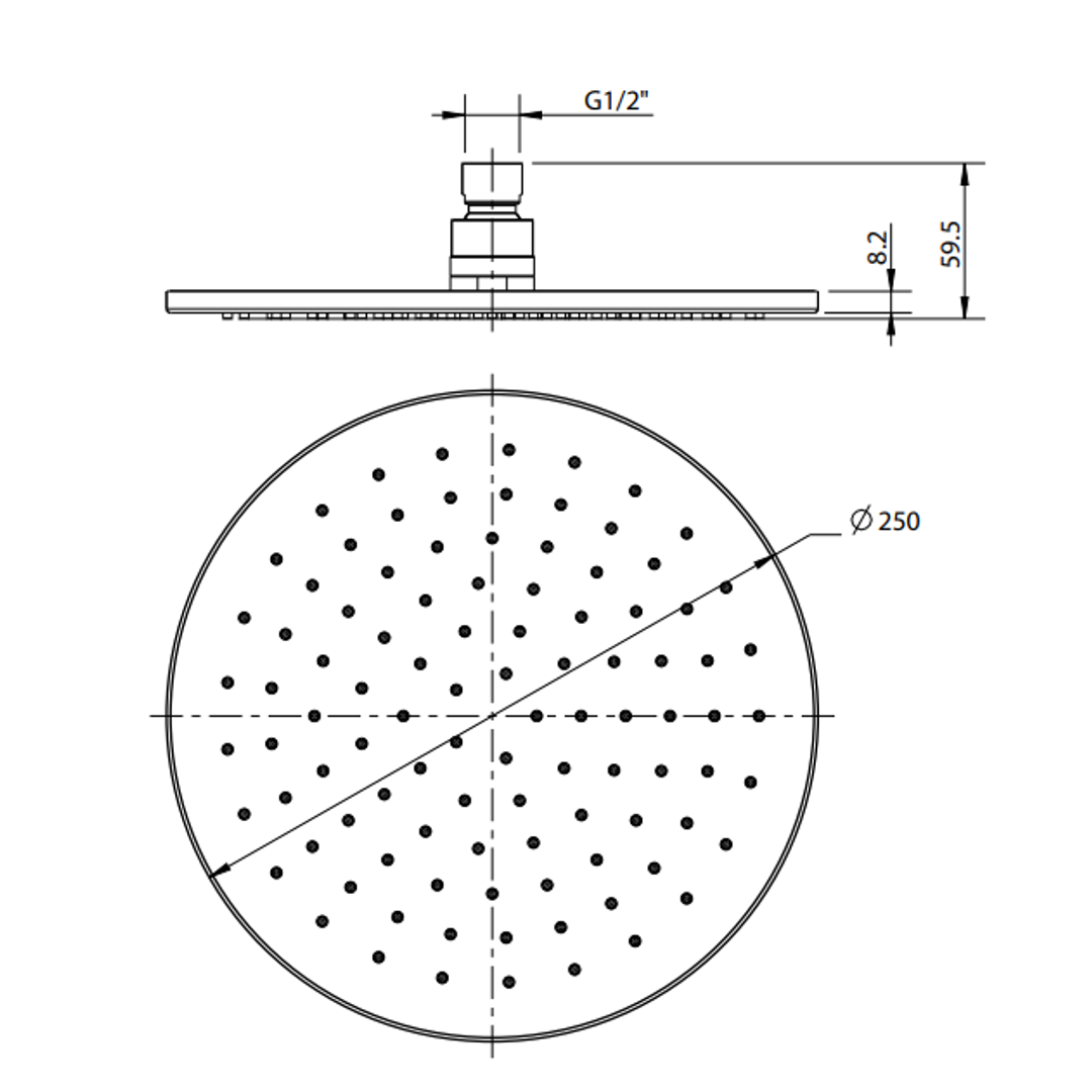Aquas Air Brass Overhead Shower 250mm Round Brushed Nickel Bao215Bn