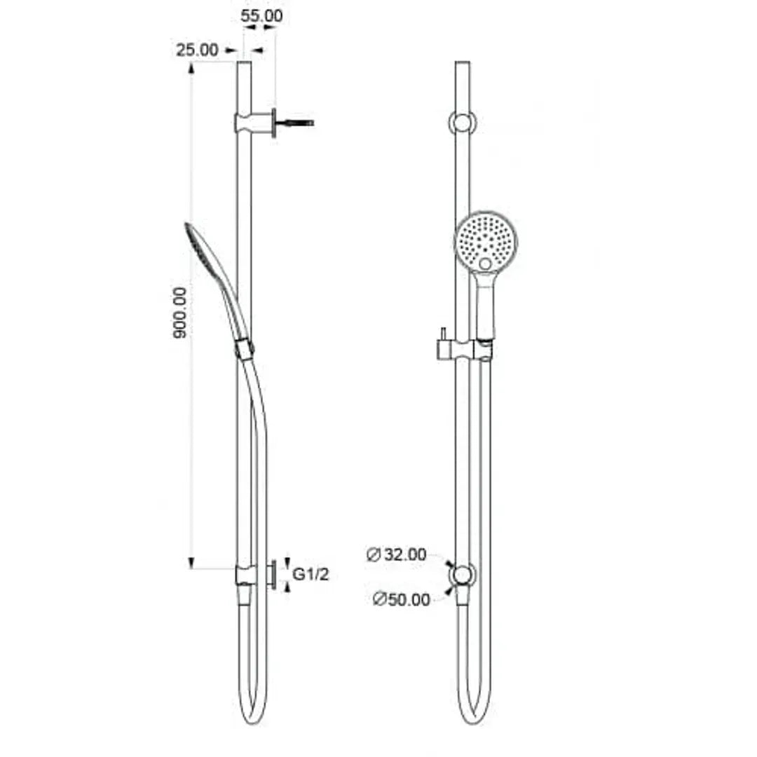 Aquas Neu 2.0 Single Rail Shower Matte Black Ba0425Mb - Burdens Plumbing