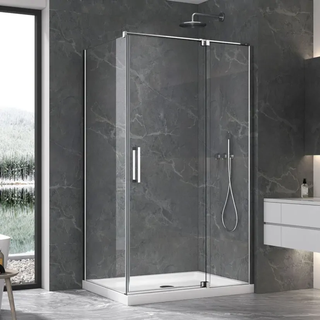 Oceano Profile Shower Screen Chrome Door 810-890Mm With Easy Clean Coating