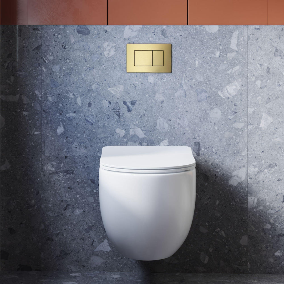 Belbagno Dual Flush Plate Stainless Steel Square Brushed Brass Bb-11-Ss-Bg