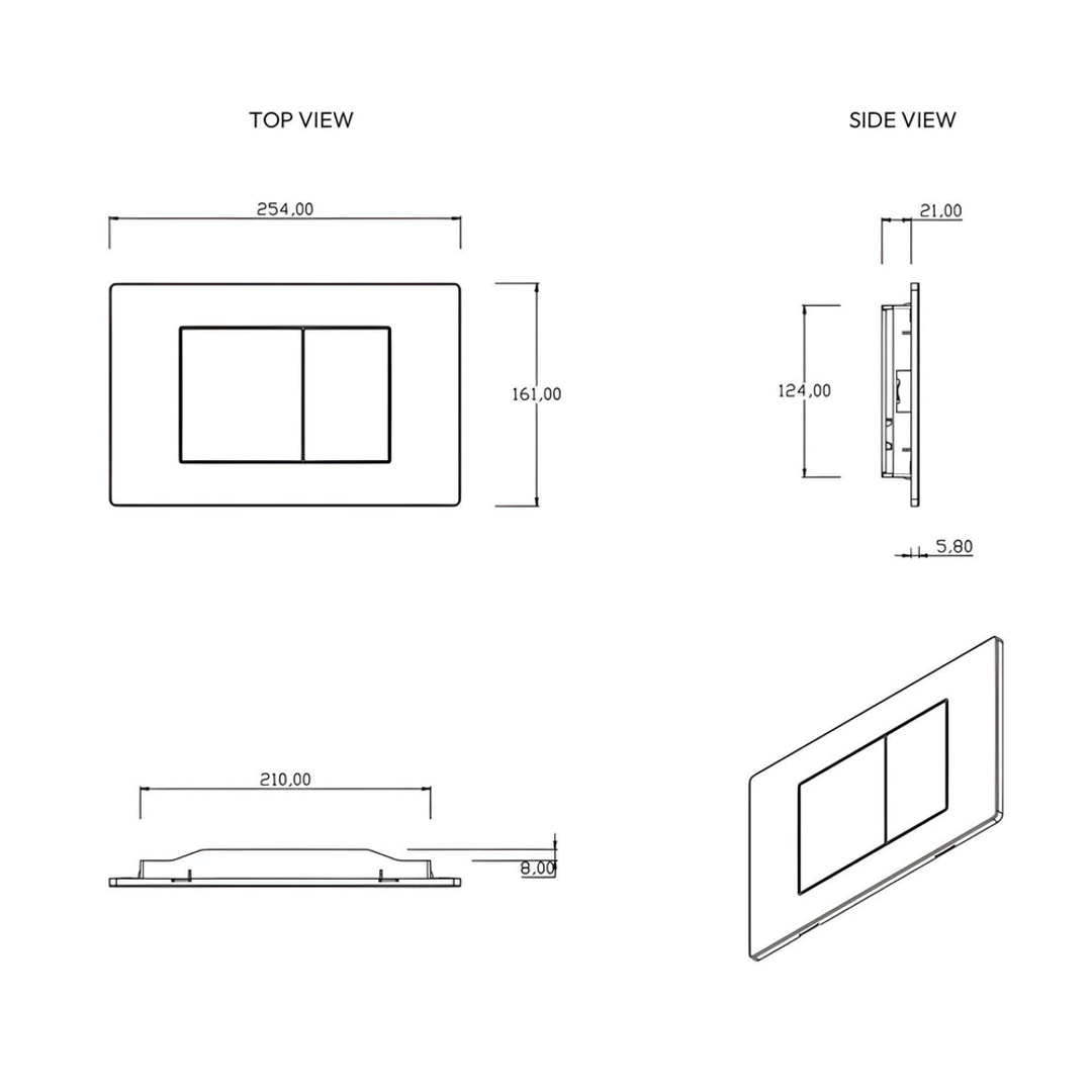 Belbagno Dual Flush Plate Stainless Steel Square Brushed Brass Bb-11-Ss-Bg
