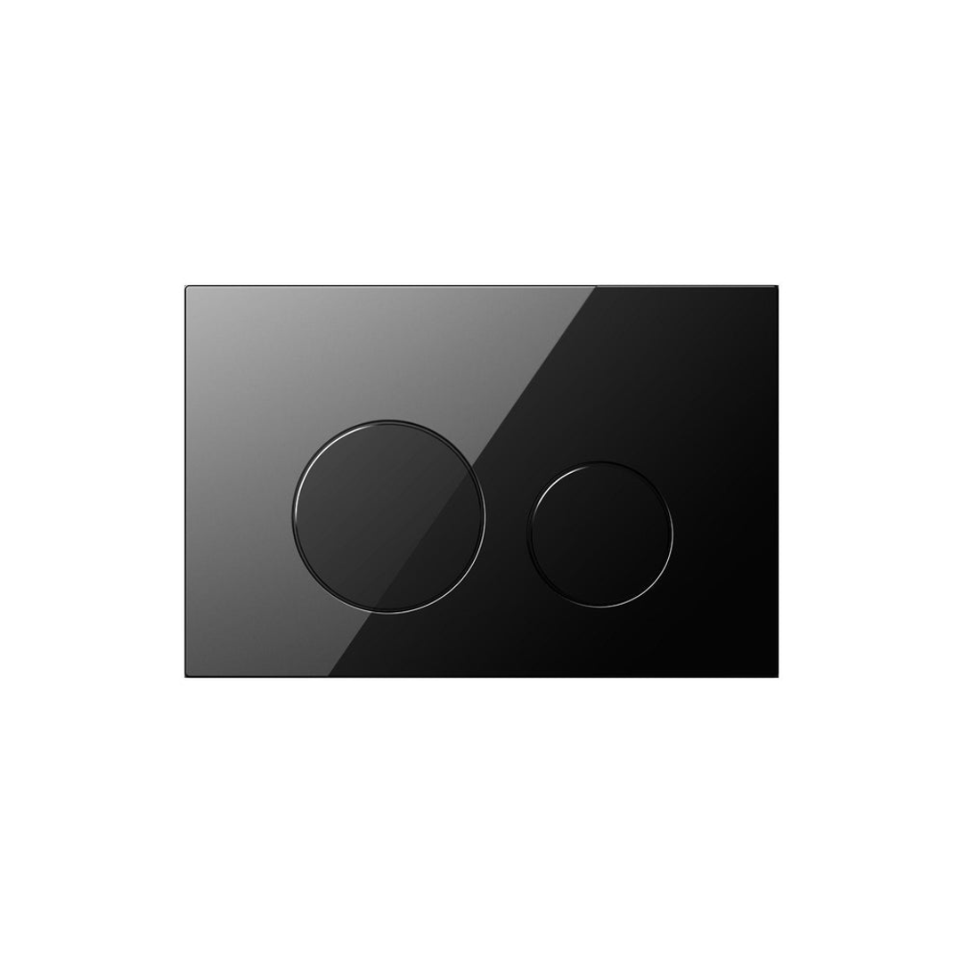 Belbagno Dual Flush Plate Black Glass Black Glass Buttons Bb-1104-Bg-Bg