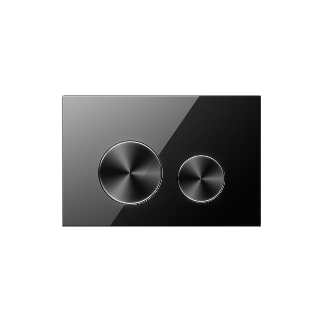 Belbagno Dual Flush Plate Black Glass Black Buttons Bb-1104-Bg-Bm