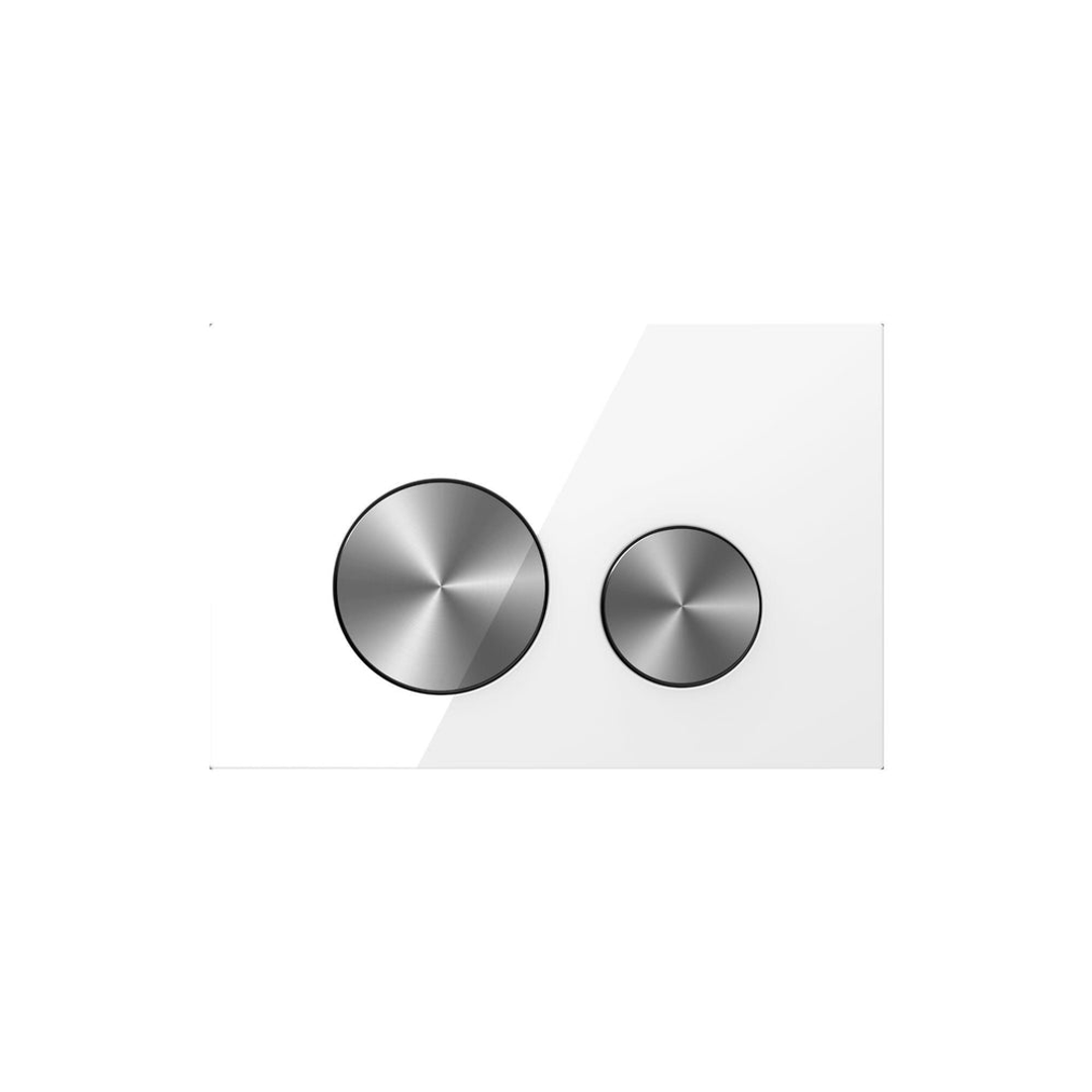 Belbagno Dual Flush Plate White Glass Gunmetal Buttons Bb-1104-Wg-Gm
