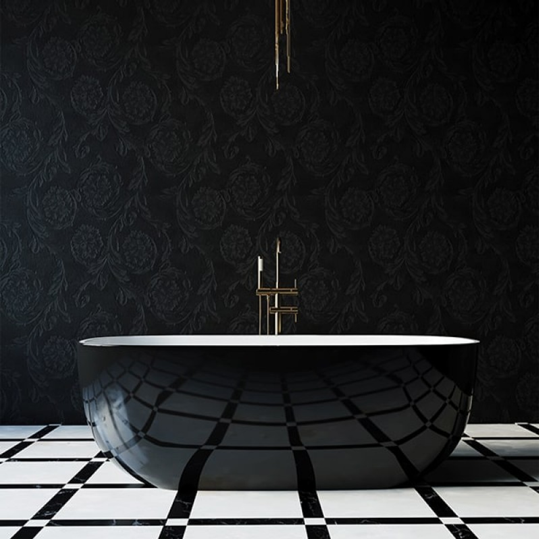 Bel Bagno Sapphire Bath Black Exterior White Interior 1650mm