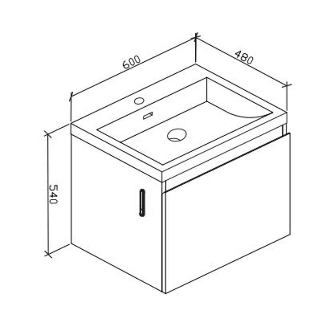 Belbagno Roxanne 600mm Wall Hung Vanity White Oak P/Marble Top
