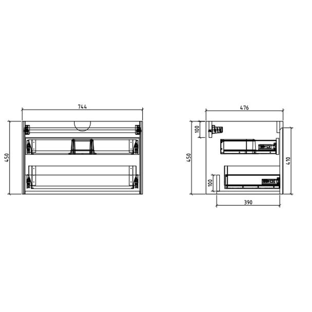 Belbagno Prado Gloss White 750mm Wall Hung Vanity 750 X 480 X 450