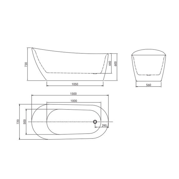 Belbagno Romano F/Standing Bath Gloss White 1500mm