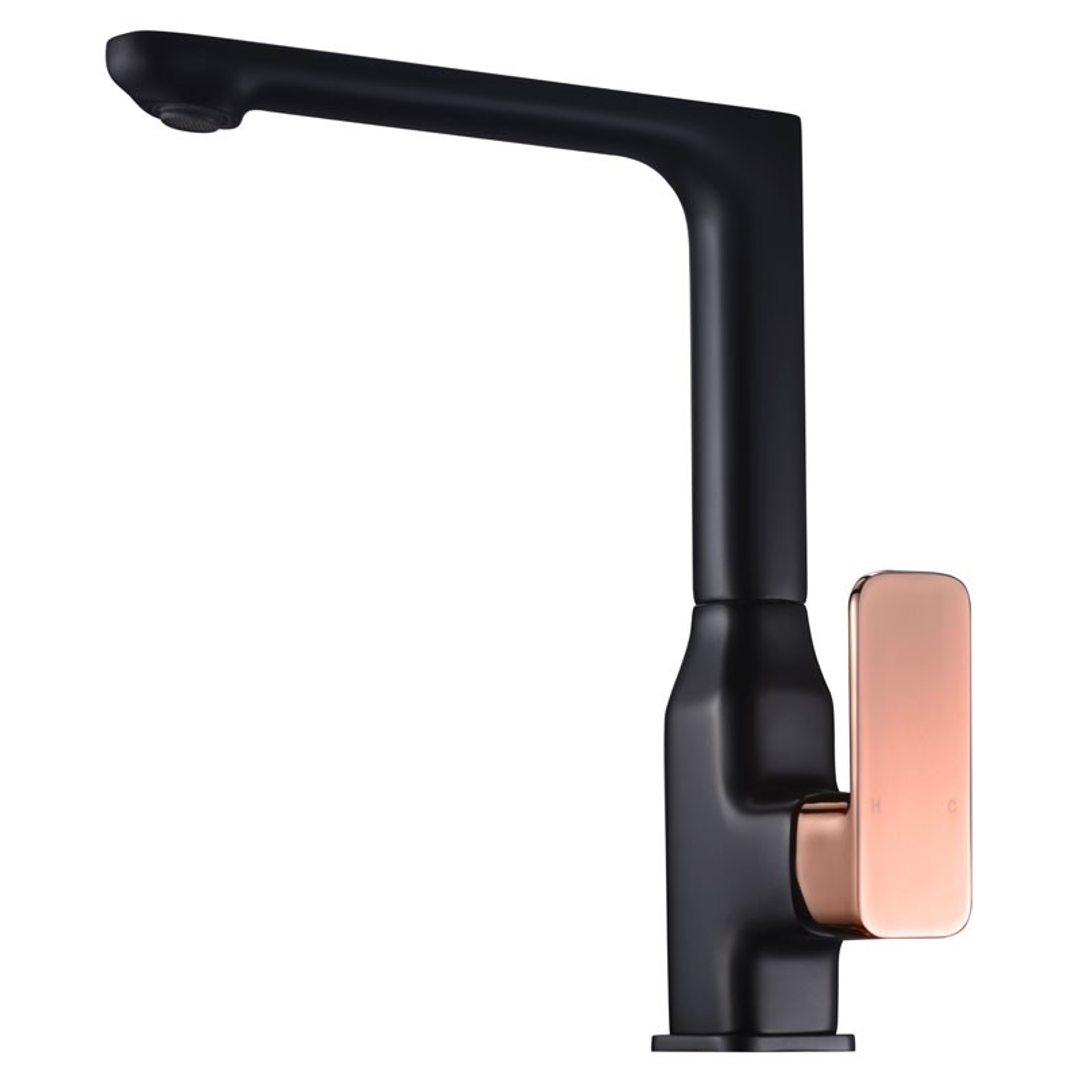 Bella Vista Seto Sink Mixer Matte Black And Rose Gold