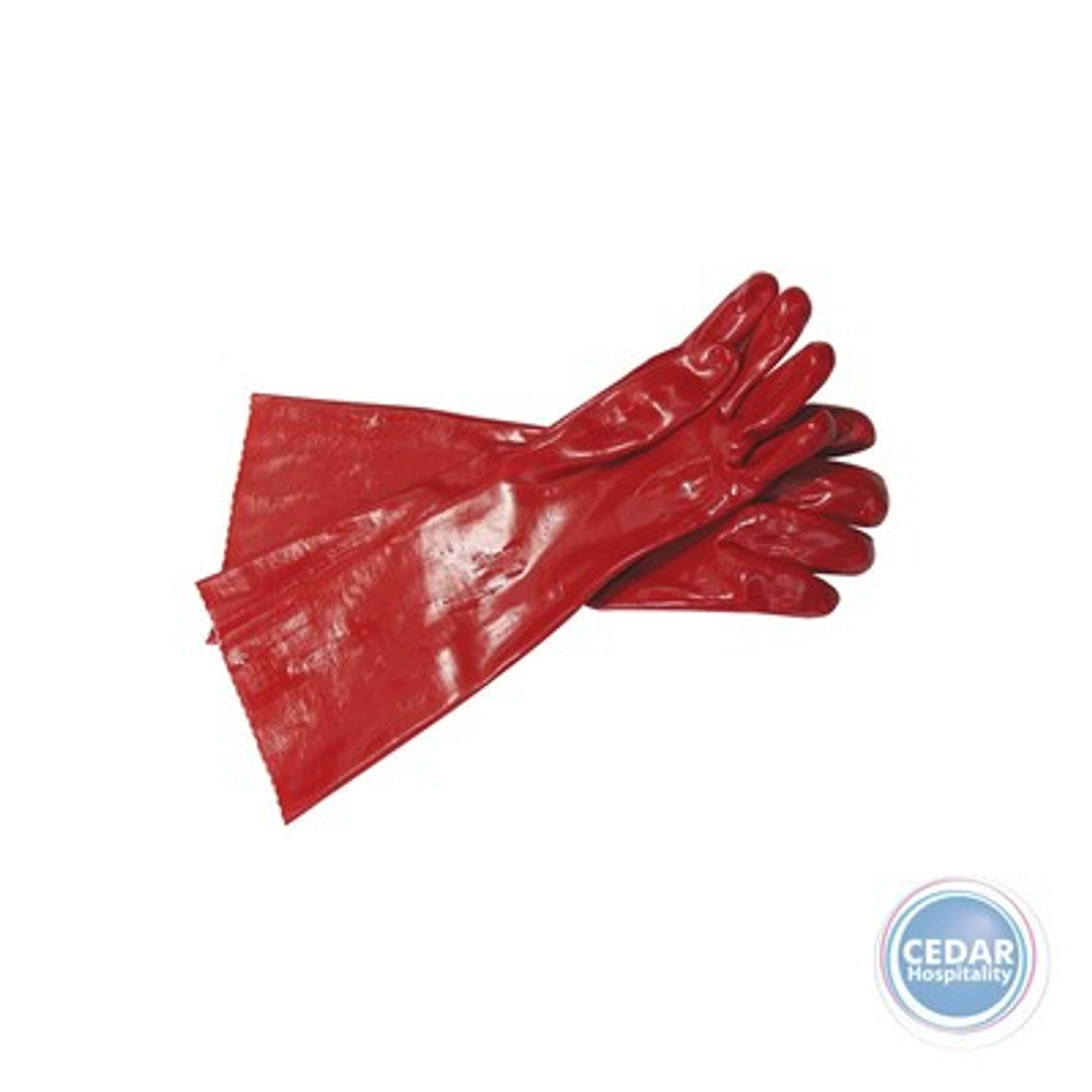 Red Long PVC Glove 400mm (Pair)