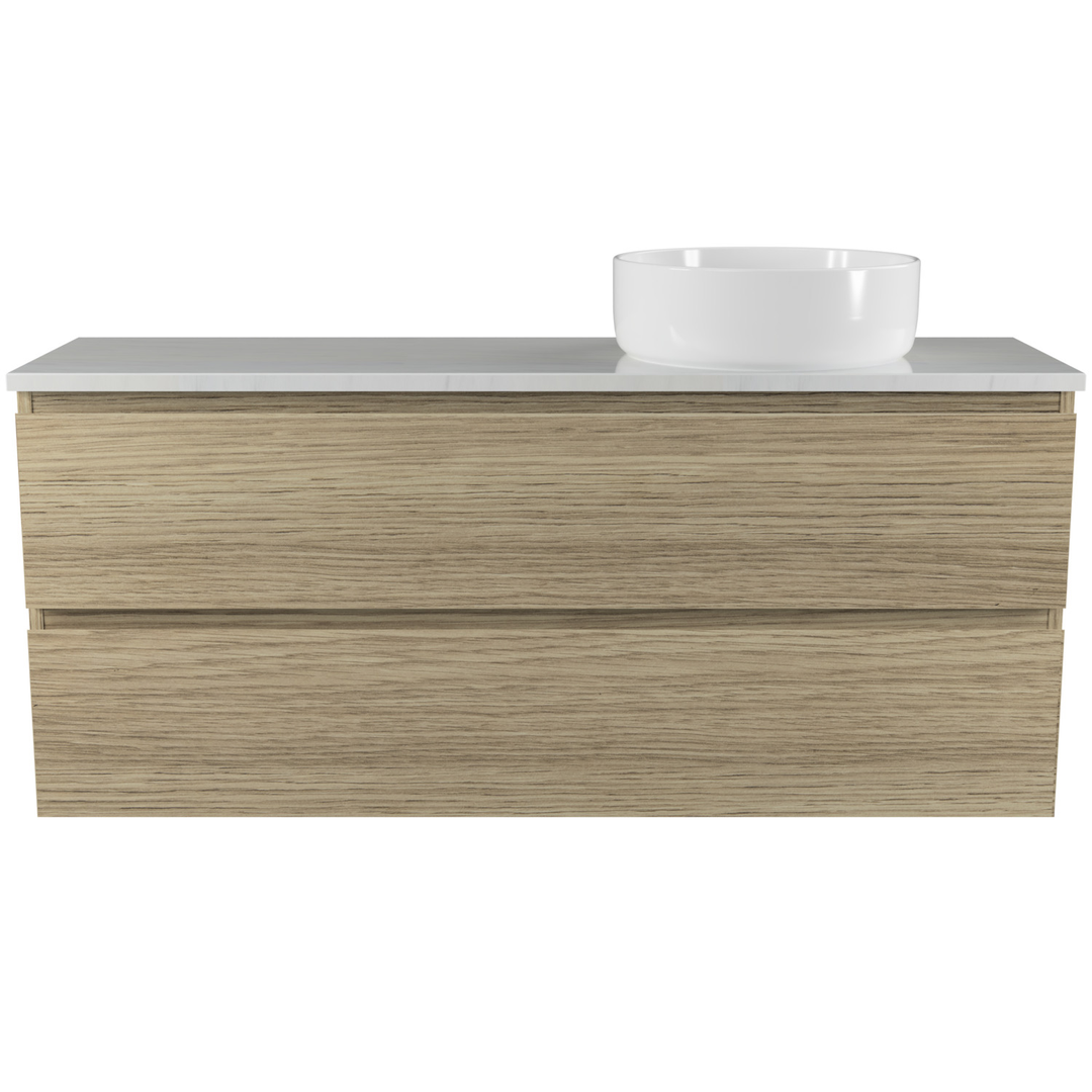 TIMBERLINE BILLIE VANITY 1200MM RIGHT WG BASIN SILKSURFACE AC TOP WALL HUNG