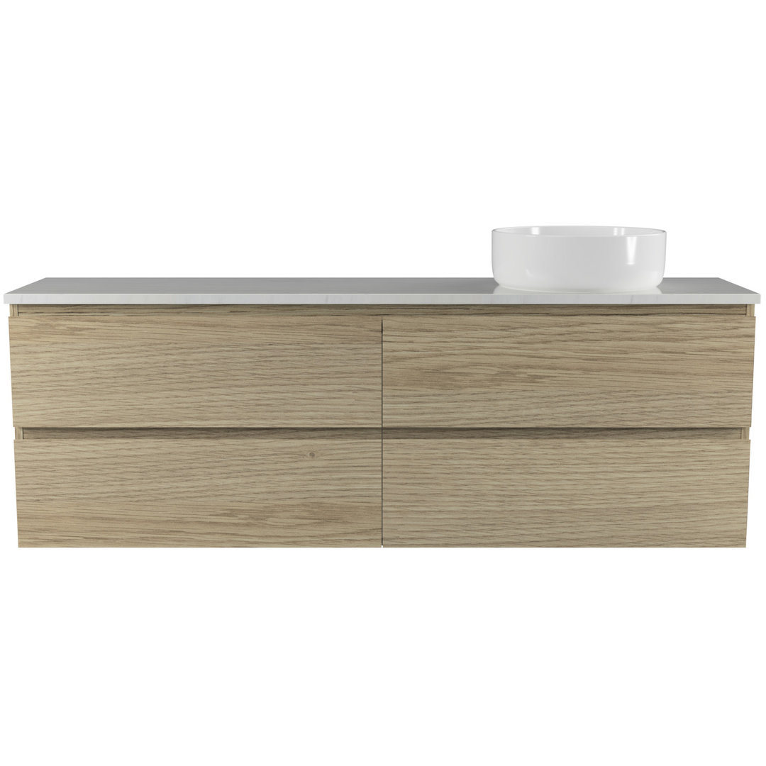 TIMBERLINE BILLIE VANITY 1500MM RIGHT WG BASIN SILKSURFACE AC TOP WALL HUNG