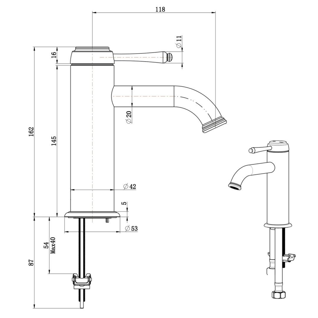 Bella Vista Mica Heritage Basin Mixer - Chrome