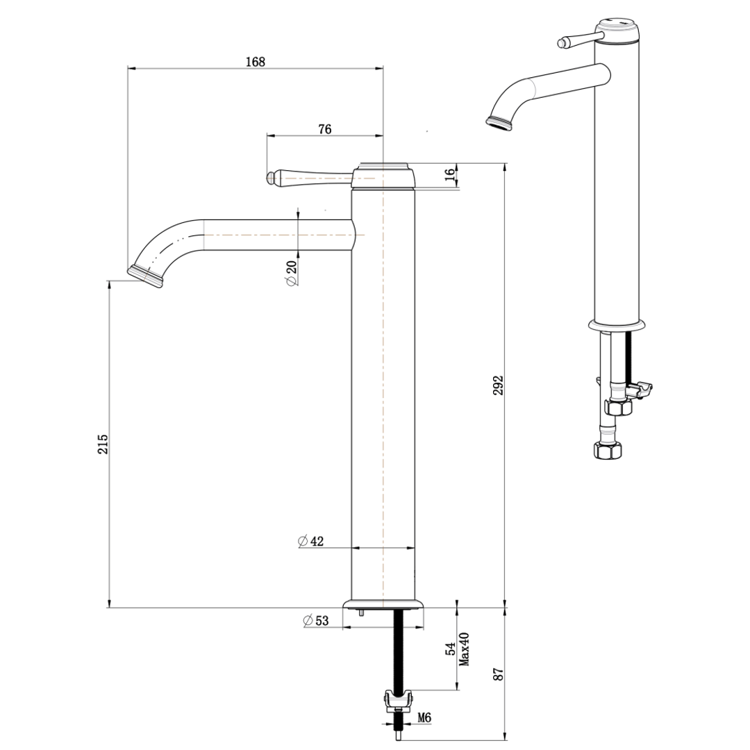 Bella Vista Mica Heritage Tall Basin Mixer - Dusk Bronze