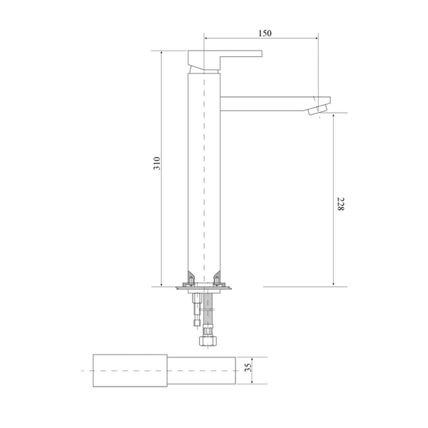 Bella Vista Deko High Rise Square Design Basin Mixer Chrome