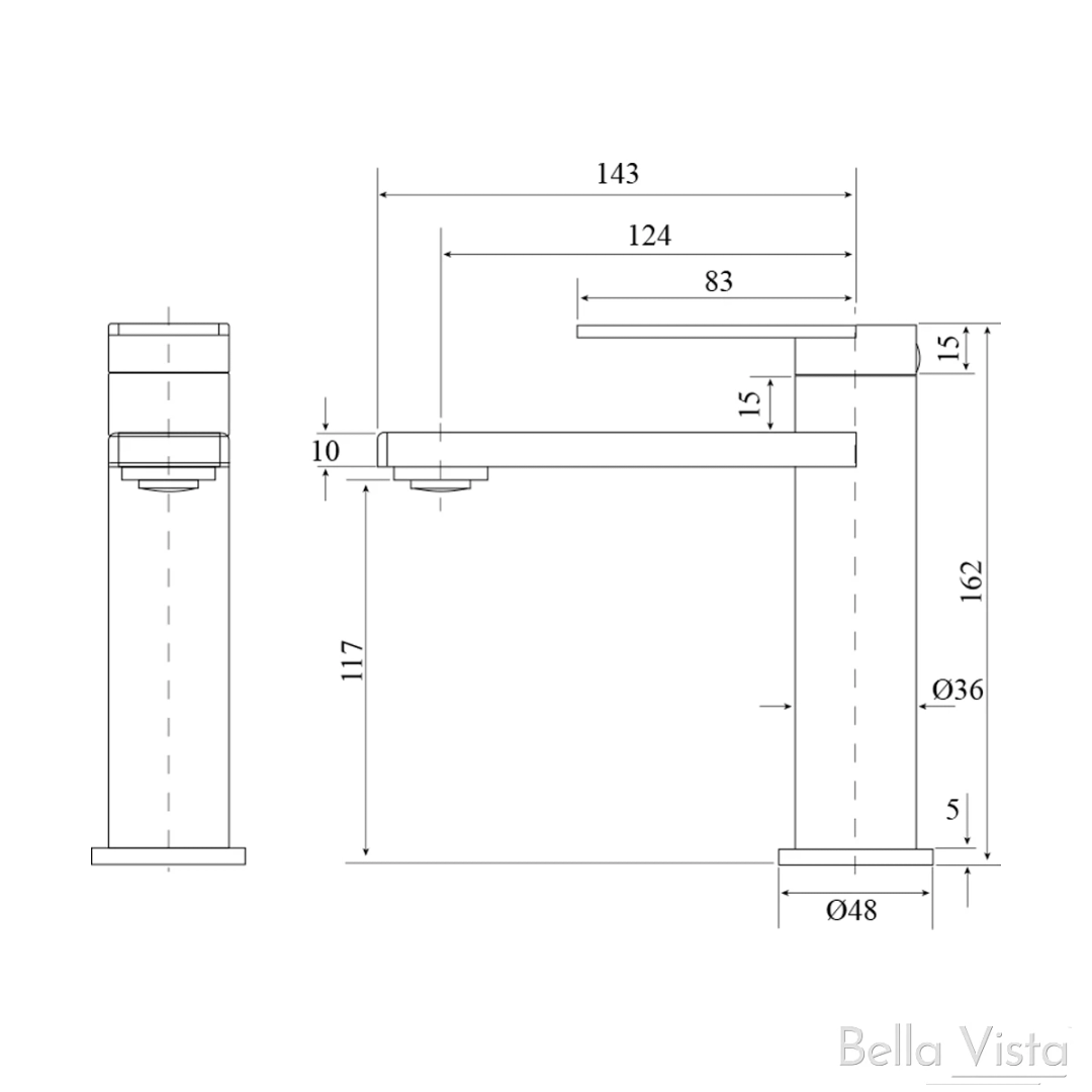 Bella Vista Cresta Basin Mixer Brushed Gold