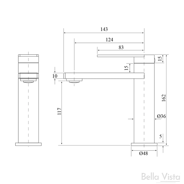 Bella Vista Cresta Basin Mixer Brushed Nickel
