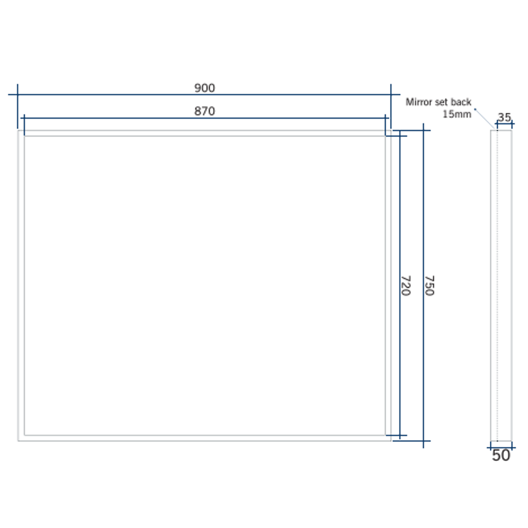 Thermogroup Contractor 750x900mm Mirror with Matt Black Frame - Without Demister