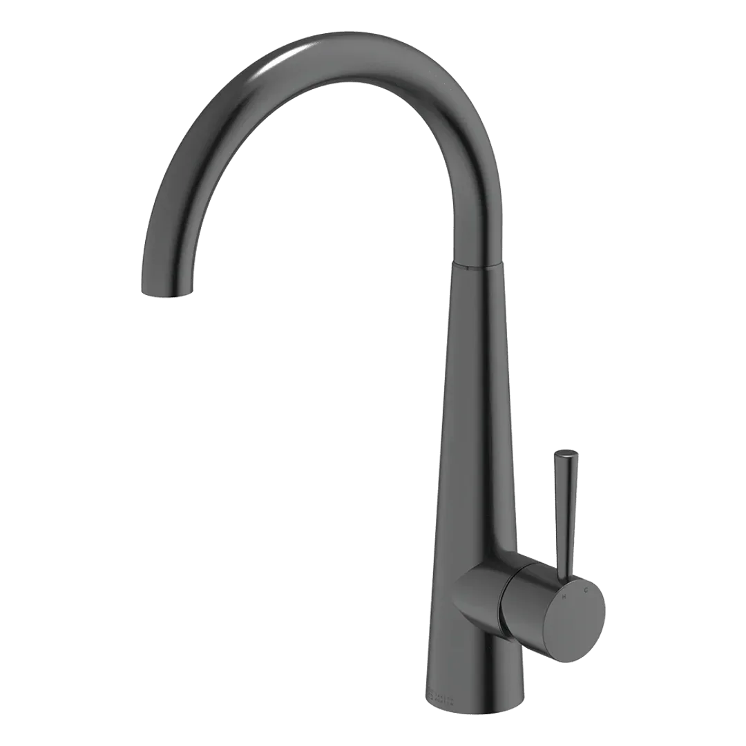 ABEY GOOSENECK PULLOUT KITCHEN MIXER BLACK PEARL KTA014-BP - Burdens Plumbing