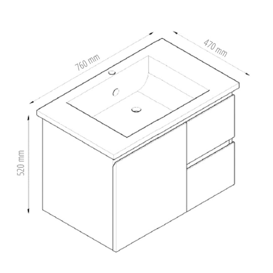 Rio 750 mm Wall Hung Basin(Best Bm P#:Bvw-750R Basin)
