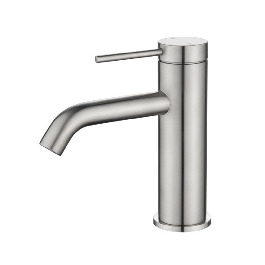 Bella Vista Mica Basin Mixer Curved Spout Brushed Nickel