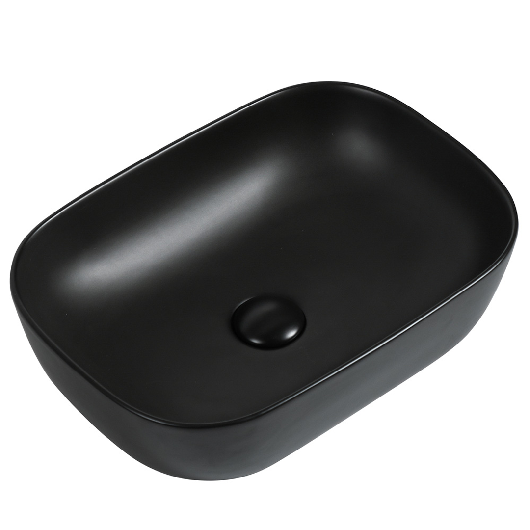 Zumi Basal Basin 465X320X137Mm Matte Black With 40Mm Matte Black Pop Up Waste & Adaptor