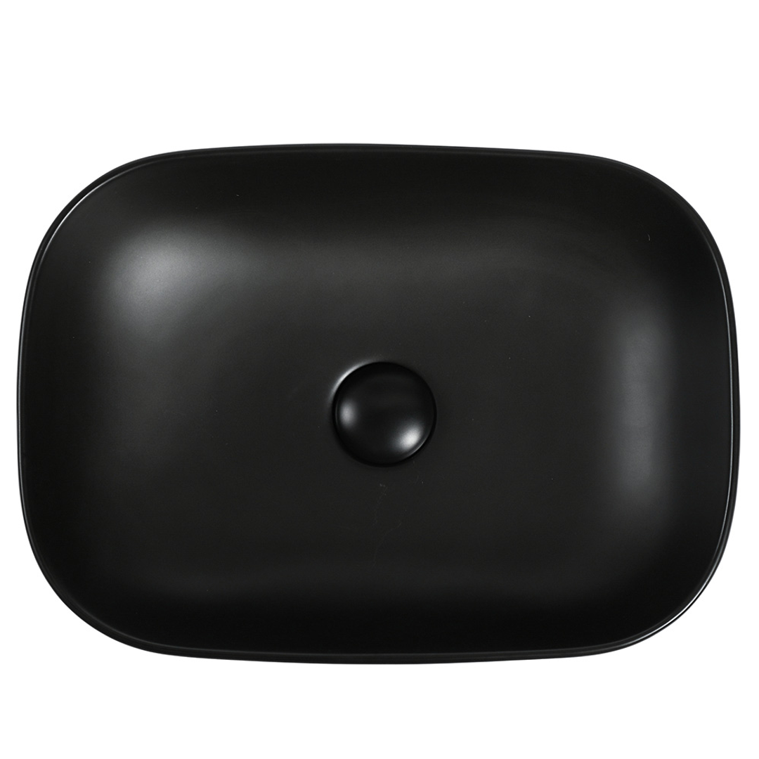 Zumi Basal Basin 465X320X137Mm Matte Black With 40Mm Matte Black Pop Up Waste & Adaptor