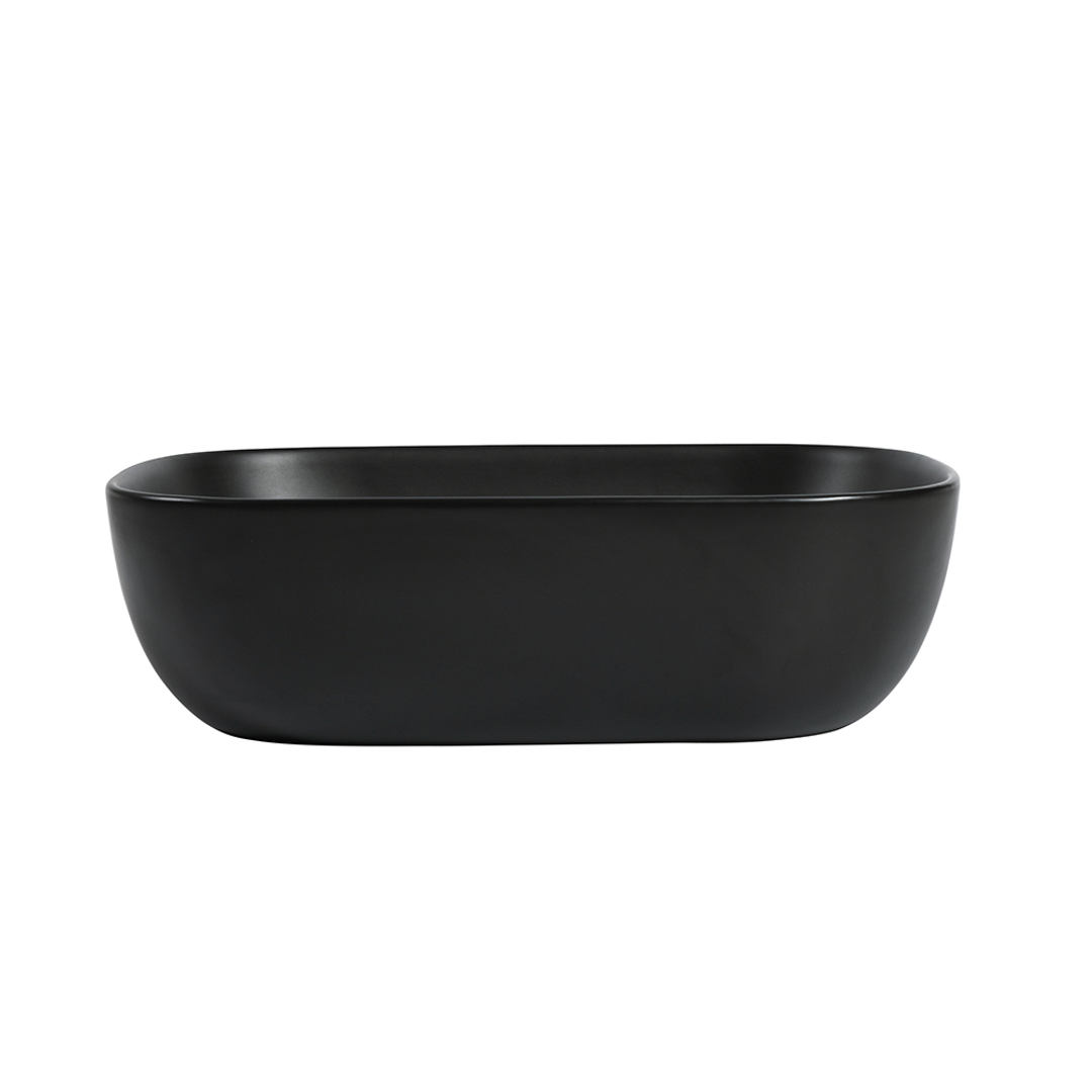 Zumi Basal Basin 465X320X137Mm Matte Black With 40Mm Matte Black Pop Up Waste & Adaptor