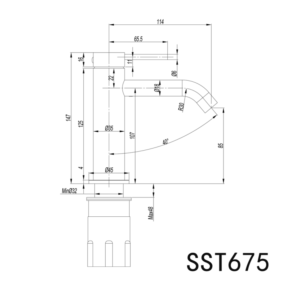 LINKWARE ELLE 316 BASIN MIXER BRUSHED STAINLESS SST675B