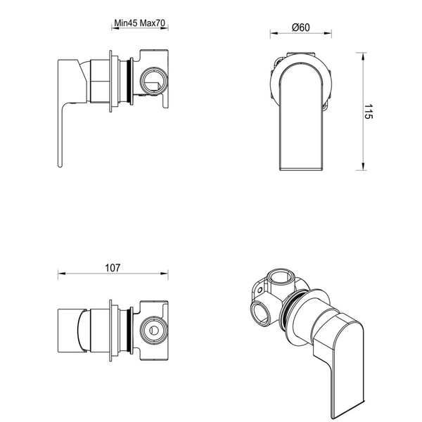 Bella Vista Eleniko Shower Mixer - Round - Trim Kit - Brushed Nickel