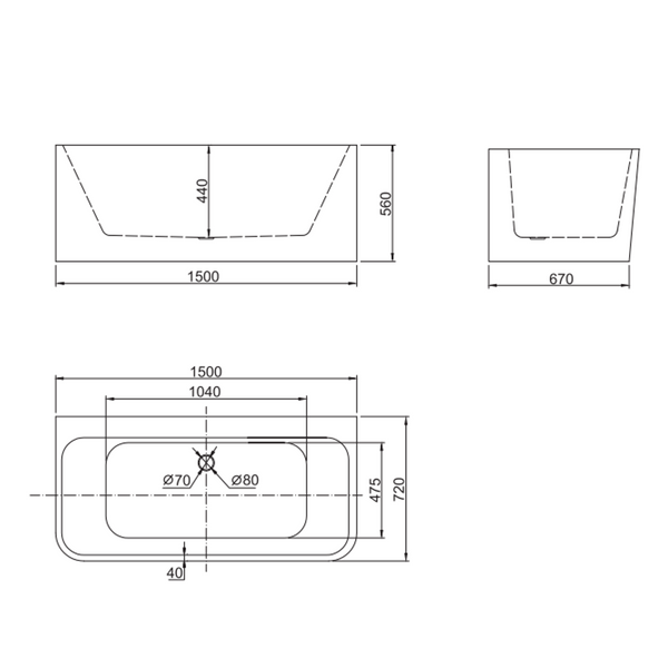 Belbagno Alto Freestanding Bath Gloss White 1700mm