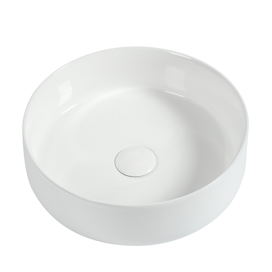 Zumi Beta Basin 355X355X120Mm Gloss White With 40Mm Gloss White Pop Up Waste & Adaptor