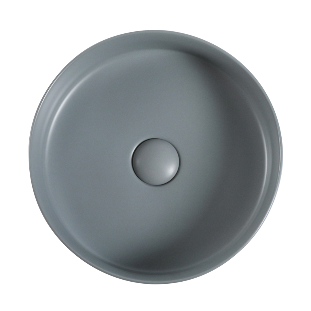 Zumi Beta Basin 355X355X120Mm Matte Grey With 40Mm Matte Grey Pop Up Waste & Adaptor