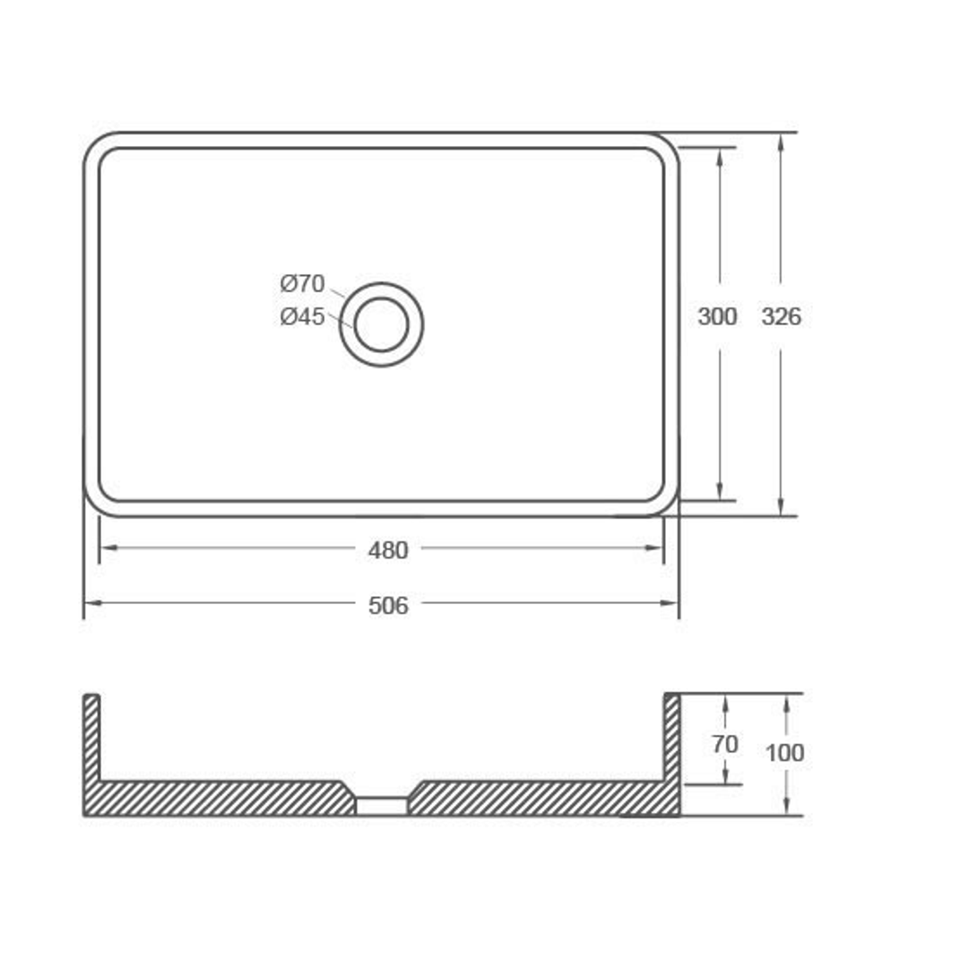 Bnk Cuneo B2 Concrete Basin 506 X 326 X 100mm